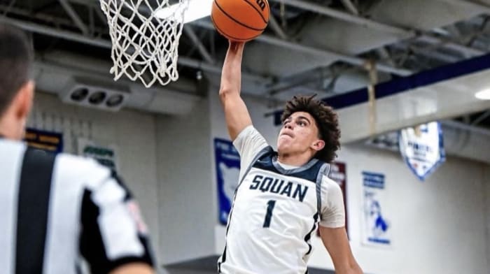 Four-star guard Darius Adams dunks the ball during a Manasquan High School boys' basketball game.